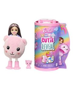 Barbie Chelsea Cutie Reveal - Muñeca pequeña y Accesorios, Disfraz de Morena con Oso de Peluche, 6 sorpresas (los Estilos Pueden Variar)