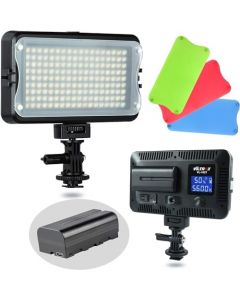 VILTROX VL-162T CRI95+ LED Video Luz, Panel de luz fotográfica portátil Regulable para cámaras DSLR con batería, Alto Brillo, 3300K-5600K Bicolor, Filtro Blanco y Pantalla LCD