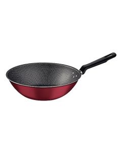 TRAMONTINA - Wok Loreto, Aluminio Antiadherente, con Tapa de Aluminio, Mango Antitérmico, para Uso Diario, Alta Durabilidad, Color Rojo, Tamaño de 28 cm y 3,6 L