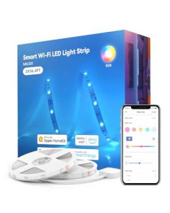 meross smart LED Strip Lights, 32.8ft WiFi RGB Strip, funciona con Apple HomeKit, Alexa & Google y SmartThings, Control de aplicaciones, tira de luces que cambian de color para habitación, festivales