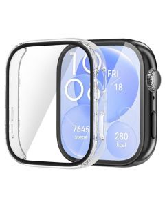 Suoman 2 Piezas Funda para Huawei Watch Fit 3 Protector Pantalla,Vidrio de Templado Protección Pantalla Ultradelgada de Alta Definición Case para Huawei Fit 3 Reloj inteligente (Negro+Transparente)