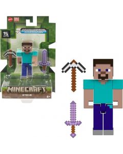 Mattel Minecraft Vanilla Figura de Acción Steve de 3.25" para niños de 6 años en adelante