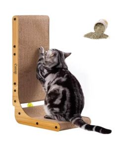 CATZY | Rascador para Gatos en Forma de L Grande Rascador para Gatos con Pelota de Juguete para Gatos, rascador de cartón - Incluye Catnip