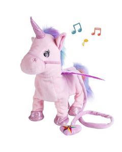 E T EASYTAO Unicornio Eléctrico Peluche, Muñecas para Niñas Unicornio Canta Y Camina para Ninos, Mascotas Robot, Juguete Animado Control de Sonido Regalos de Día del Niño (Rosa)