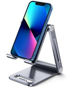 UGREEN Soporte para Celular, Universal Multiángulo Soporte Ajustable, Soporte Celular Plegable de Aluminio, Compatible con iPhone 15/14/13/12 Pro MAX, Galaxy S24 S23 S22 Ultra, Huawei, Redmi, Gris