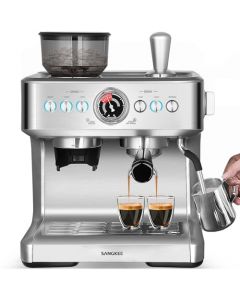 SANGKEE Cafetera Espresso y Cappuccinos Profesional 20 Bar, Máquina de café con Sistema de Calentamiento Dual, con Molino y Varilla de Vapor para Espumador de Leche,lattes y Macchiatos,1500W(ESG1-Pro)