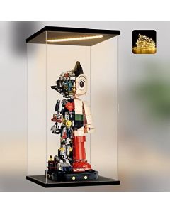 Naconmlet - Vitrina de acrílico transparente con luz para LEGO Ideas Tuxedo Cat/Star Wars R2-D2 75308, caja de exhibición compatible con Lego 76191 76223 escaparate a prueba de polvo para trofeos (7.9