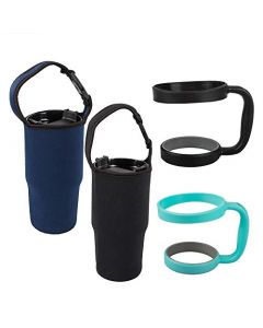 findTop Juego de 4, Bolsa con portavasos y Soporte para Toda la Taza de café con Aislamiento de Viaje de 30 oz, Bolso de manija con portaequipajes Tumbler 2 oz y 2 Paquetes de Soporte Verde y Negro