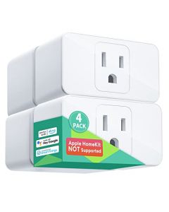 Meross Smart Plug Mini Paquete de 4 15A y conexión Wi-Fi confiable, compatible con Alexa, Google Assistant, control remoto, temporizador, solo WiFi 2.4G (Apple HomeKit no compatible)