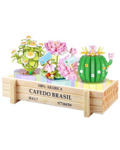 E T EASYTAO Conjunto de Bloques de Construcción 1040 Piezas, Juguete para Niño con 3 Tipos de Flores(Margarita + Cactus + Loto) Y Un Base Madera, para Entusiastas de Las Plantas, Día del Niño