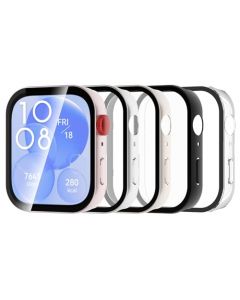 Bigqin 5 Piezas Funda con Protector Pantalla Compatible con Huawei Watch Fit 3, PC Carcasa HD Cristal Templado Protector Ultra-Thin Anti-Rasguños, Claro, Negro, Rosa, Plata, Oro