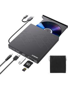 ORIGBELIE Quemador Unidad de CD y DVD Externo, USB 3.0 Lector CD/DVD +/-RW Portatil, Reproductor de CD Portable Grabadora con DVD para Laptop PC Compatible ​con Mac Windows Linux