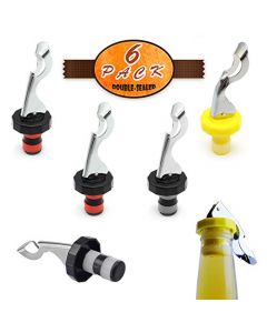 6 tapones de vino, tapones de silicona aptos para alimentos, tapón manual de expansión para bebidas, corcho reutilizable para champaña, cerveza, whisky, soda, bebida, agua (rojo/amarillo/negro)