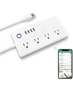 Megaluz MUL-01 Extensión multicontacto USB, Inteligente Wifi, 4 Puertos USB Carga rápida, 4 Enchufe Inteligente tomacorrientes (Compatible con Alexa y Google)