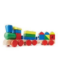 Melissa & Doug Tren Apilable con Bloques de Construcción, Juguete de Madera, Juguete Clásico Para Niños Pequeños, Juguete de Desarrollo (18 Piezas)