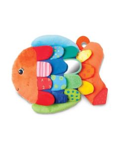 Melissa & Doug K’s Kids Pescado Flip, Juguete Sensorial Para Bebés, Juguete de Desarrollo con Cola con Sonajero, Espejo Irrompible y Telas Lavables