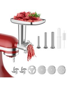 Accesorio para picadora de carne para batidora de soporte Kitchenaid, picadora de carne para KitchenAid, incluye 3 accesorios para embutidos, ayuda de cocina, molinillo de carne fácil de usar y