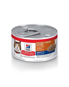 Hill's Science Diet Wet Cat Food, Adult 7+ for Senior Cats, Savory Turkey Recipe, 2.9 oz Cans, 24 Pack