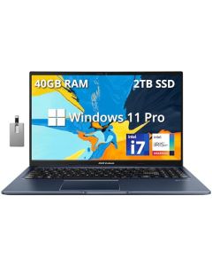 ASUS VivoBook - Portátil FHD con visualización táctil de 15.6 pulgadas, Intel Core i7-1255U, 40 GB de RAM, SSD PCIe de 2 TB, gráficos Intel Iris Xe, teclado retroiluminado, WiFi 6, Windows 11 Pro,