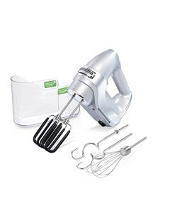 Hamilton Beach 62657 7-Speed Electric Hand Mixer, with SoftScrape Beaters, Whisk, Dough Hooks, and and Snap-On Storage Case, Silver