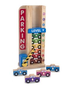 Melissa & Doug Garaje de Madera con Diez Coches para Apilar y Contar