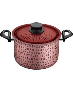 TRAMONTINA - Olla Spaguetera My Lovely Kitchen, Aluminio, Antiadherente, de Cocina, Capacidad 5.7 L, Color Rojo