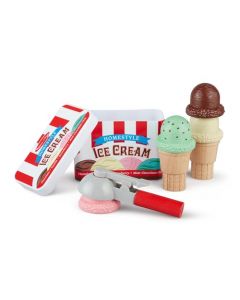 Melissa & Doug Juego de Cono Magnético Para Servir y Apilar Bolas de Helado, Comida de Juguete, Estimula la Interacción Social (8 Piezas)