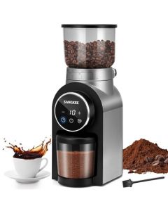 SANGKEE Molino de Café Eléctrico, Molinillo de café 30 Ajustes Precisos para 2-10 Tazas y Temporizador, Molino Cónico de Acero Inoxidable para Espresso/Goteo/Prensa Francesa/Café fresco/Especias