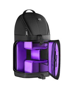 NEEWER Profesional Bolsa de cámara Almacenamiento Durable Resistente al Agua y Prueba del rasgón Negro Mochila maletín para cámara DSLR, Lente y Accesorios NW-XJB02S (Morado y Negro)