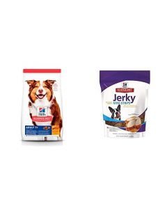 Hill's Science Diet, Alimento Seco para Perro Adulto 7+, 12 Kg, Premios para Perro, Jerky Treats, Sabor Pollo, 0.2 kg