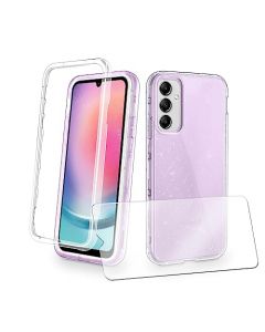 YAPANIZCEL Funda para Samsung A24 4G para Mujer con Brillantes COMPUESTA DE Tres Piezas Resistente (Morado)