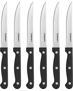 Cuisinart C77TR-8SL Cuchillo clásico con remache triple, 20.3 cm, negro, juego de cuchillos para carne 6 piezas, Negro, 1