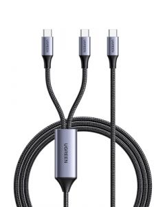 UGREEN 100W Cable USB C Carga Rápida, Cable Tipo C USB C 2 en 1 para Portátiles y Teléfonos, 25cm divisores Cable USB C a USB C Compatible con iPhone 15 Pro MAX, Galaxy S24 23 Ultra, Macbook, 1.5M