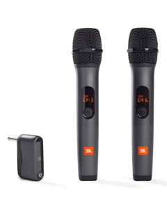 JBL - Sistema inalámbrico de Dos micrófonos con Receptor de Doble Canal, Color Negro