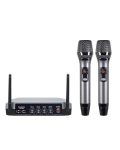 KOMISON UHF Karaoke micrófono inalámbrico de Mano con Doble micrófono inalámbrico de Metal con Caja Receptor Bluetooth + Echo para, Cantar, reunión, Iglesia, Boda, hogar, KTV, 280 pies