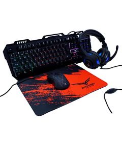 KIT GAMER 4 EN 1 NACEB NA-0925 / Kit teclado y Mouse Led RGB / Diadema LED Doble 3.5 mm + USB / Mousepad de alta precisión