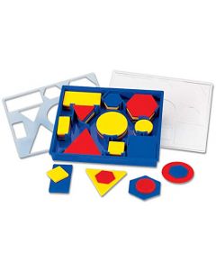 hand2mind Kit de bloques de atributos de plástico, juego de geometría, aprendizaje preescolar, manipulativos para preescolar, matemáticas Montessori, formas para niños, materiales de escuela en casa preK (juego de 60 bloques)