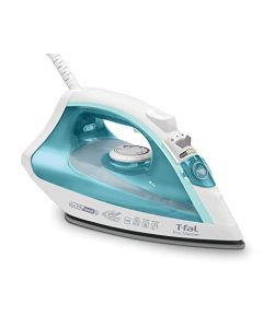 T-fal Plancha de Vapor Eco Master, Suela de cerámica Easy Gliding, Potencia de 1400 W, Elimina Arrugas, Color Blanca/Azul, Ideal para un Planchado fácil y rápido, FV1742U0