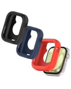 QWYJ Funda for Huawei Watch Fit 3 Case Protección de Silicona Suave Ligero Flexible Protector Funda Cover (3 Unidades) (Negro+Rojo+Azul)