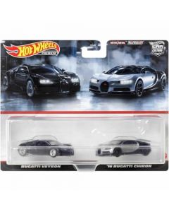 マテル(MATTEL) Hot Wheels HKF52 Premium - Paquete de 2 Bugatti Veyron / '16 Bugatti Chiron [Mini Coche] [3 años en adelante]