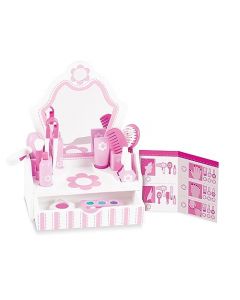 Melissa & Doug Juego de Salón de Belleza Para Juego Imaginativo, con Tocador y Accesorios, Juguete de Madera, Juego de Simulación (18 Piezas)