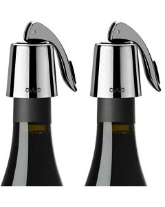 OWO Tapón para botella de vino acero inoxidable, tapón para botella de vino con silicona, tapón expandible para botella de bebida, protector reutilizable, sellador de botellas de vino que mantiene el vino fresco (Metal Black)