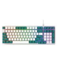 Teclado Mecanico Español Gamer K3, RGB Teclado Mecánico Gaming con Ñ, con 10 Efectos Iluminación RGB, 98 Teclas Anti-Ghosting, Ergonómico, Teclados para PC/Mac/Tablet (Combo Verde/Swich Blue)