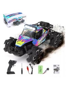 SlowTon Coche de Juguete de Control Remoto para Niños, 4WD Carro Acrobático RC Recargable de Aleación, 2.4GHz 1:14 Coche Todoterreno Alta Velocidad 360° Rotación con Luz Led para Niño (Amarillo Azul)