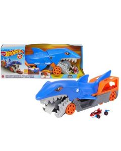 Hot Wheels City Remolque Tiburón Vehículo de Juguete para niños de 4 años en adelante almacena hasta 5 Autos