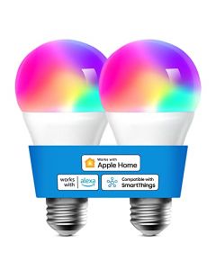 meross Smart Light Bulb, Smart WiFi LED Bulbs Compatible with Apple HomeKit, Siri, Alexa, SmartThings, Dimmable E26 Multicolor 2700K-6500K RGBWW, 900 Lumens 60W Equivalent 2 Pack