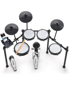 Alesis Nitro Max Kit Batería Electrónica con Parches Silenciosos de Malla, Caja de Doble Zona de 10”, Bluetooth, 440+ Sonidos Auténticos, Lecciones Drumeo, USB MIDI, Pedal de Bombo