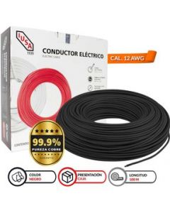 Cable Calibre 12 THW-LS / THHW-LS 100 m Negro