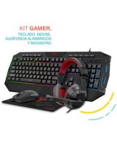 Kit GAMER Teclado LED Mouse Audifonos Alambricos Mousepad