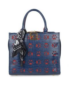 Bolsa Cloe Satchel con Mascada color Azul Marino - MEDIANA